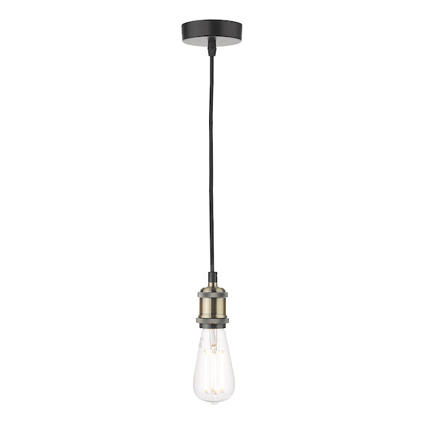 Dar Waco Single Suspension Black with Antique Brass – from Amos Lighting + Home