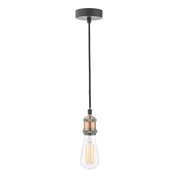 Dar Waco Single Suspension Black with Copper – from Amos Lighting + Home