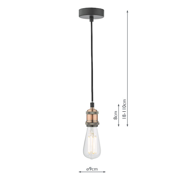 Dar Waco Single Suspension Black with Copper – from Amos Lighting + Home