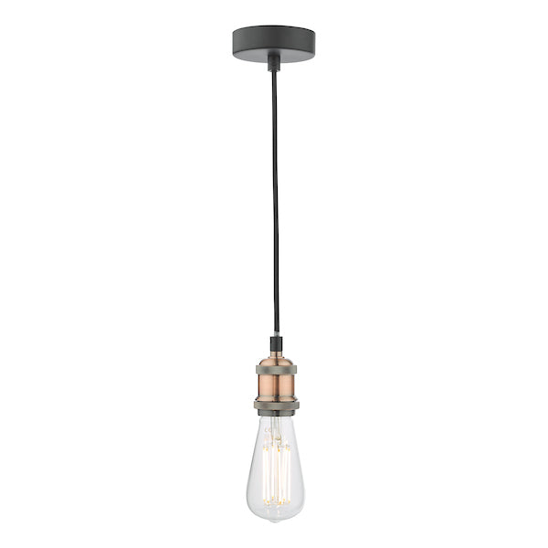 Dar Waco Single Suspension Black with Copper – from Amos Lighting + Home