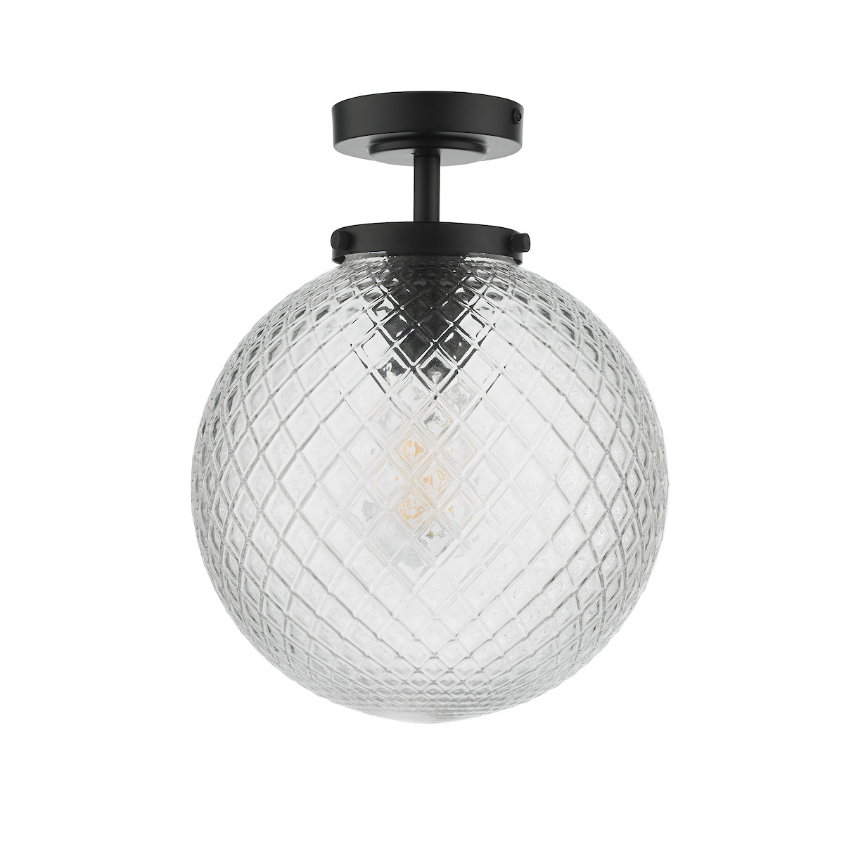 Dar Wayne Bathroom Semi Flush Matt Black Opal Glass IP44 – from Amos Lighting + Home