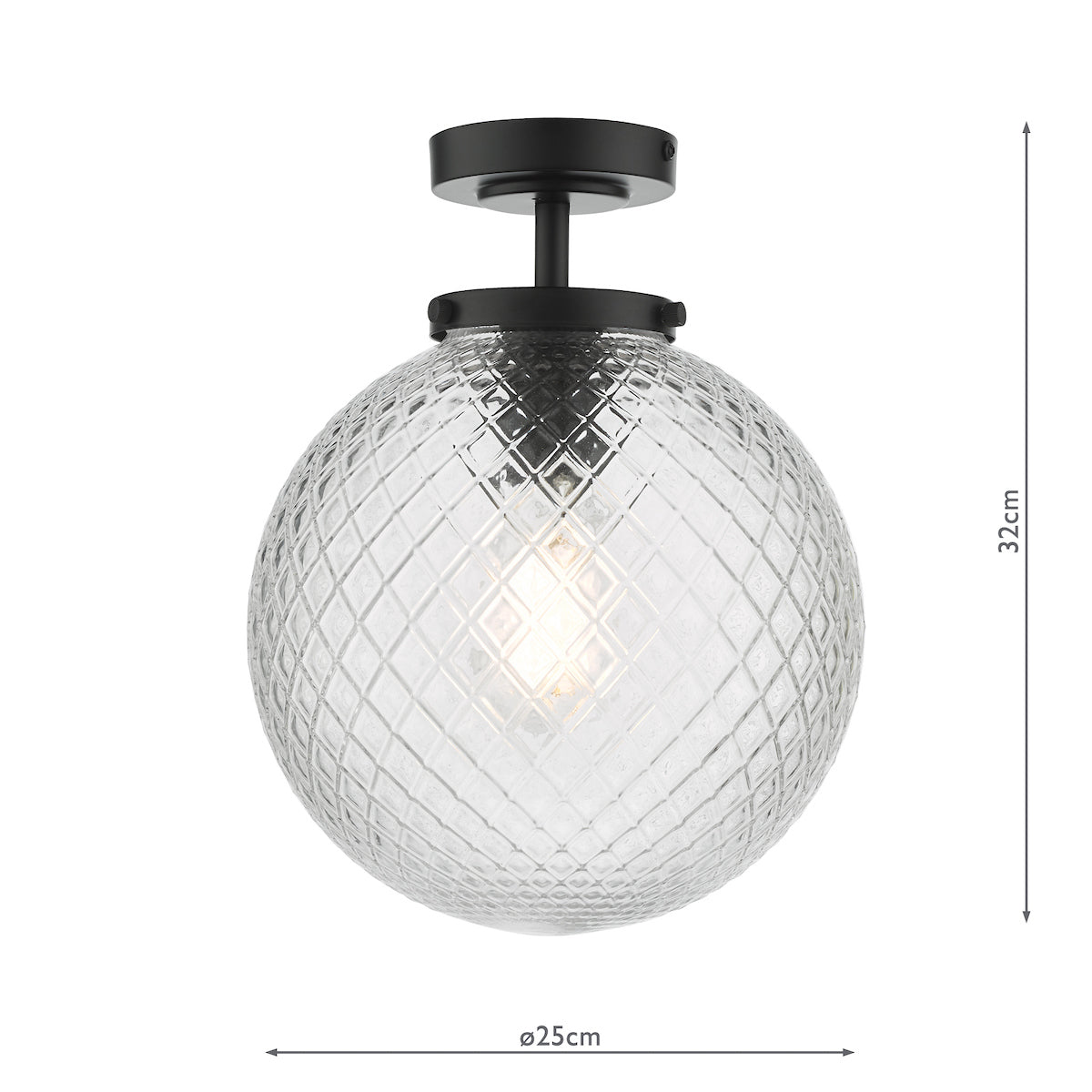 Dar Wayne Bathroom Semi Flush Matt Black Opal Glass IP44 – from Amos Lighting + Home