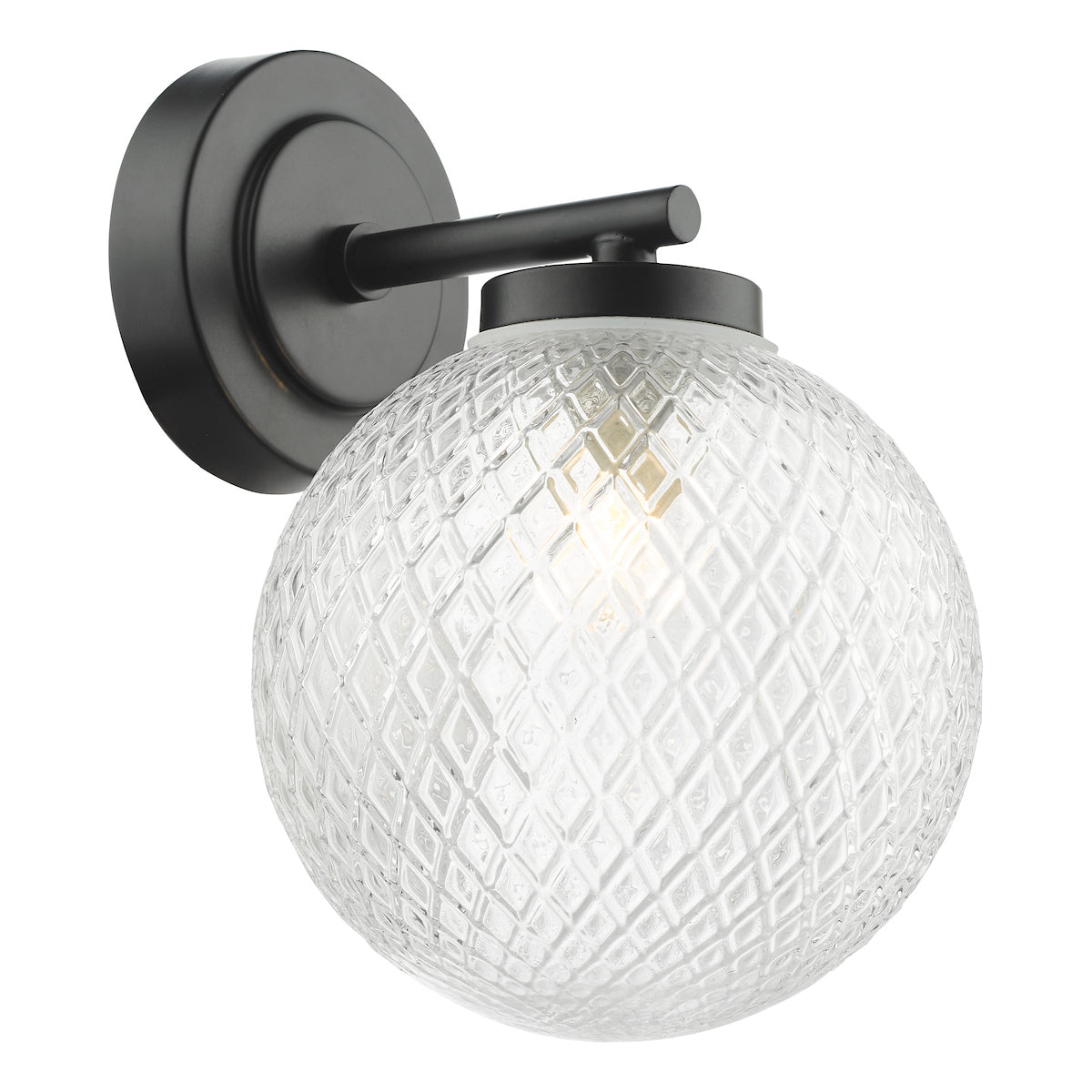 Dar Wayne Bathroom Wall Light Matt Black Glass IP44 – from Amos Lighting + Home