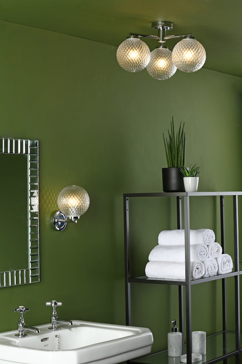 Dar Wayne Bathroom Wall Light Polished Chrome Glass IP44 – from Amos Lighting + Home