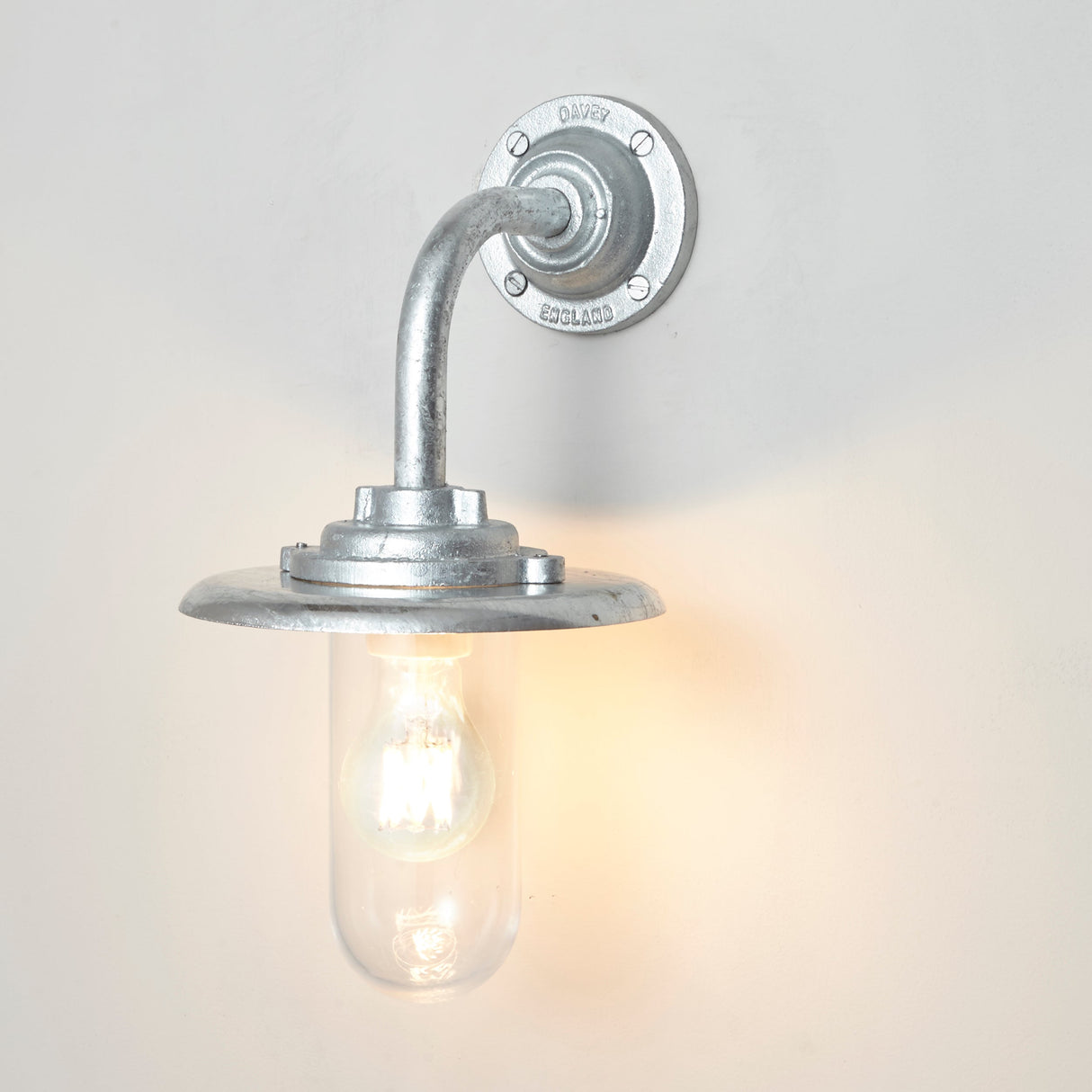 Davey Lighting Galvanised Exterior Round Neck Wall Light 7677, Clear Glass – from Amos Lighting + Home