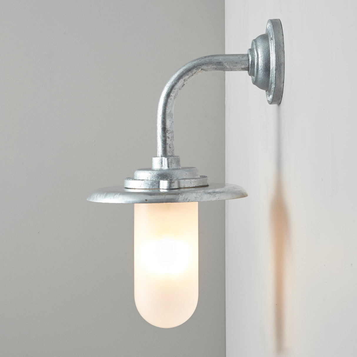 Davey Lighting Galvanised Exterior Round Neck Wall Light 7677, Opal Glass – from Amos Lighting + Home