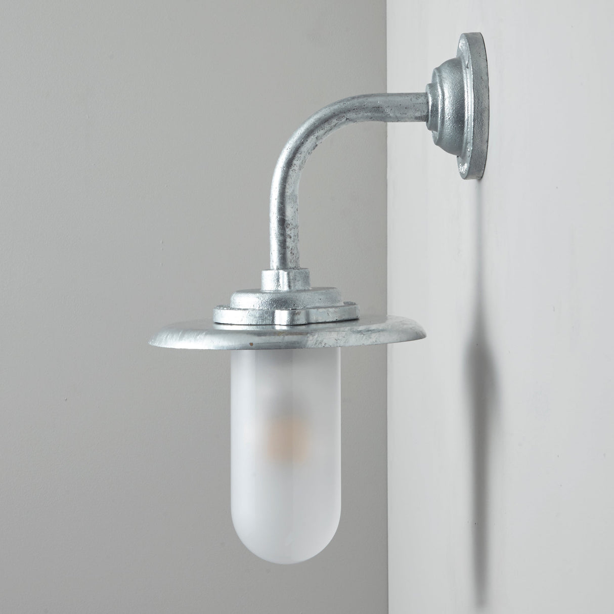 Davey Lighting Galvanised Exterior Round Neck Wall Light 7677, Opal Glass – from Amos Lighting + Home