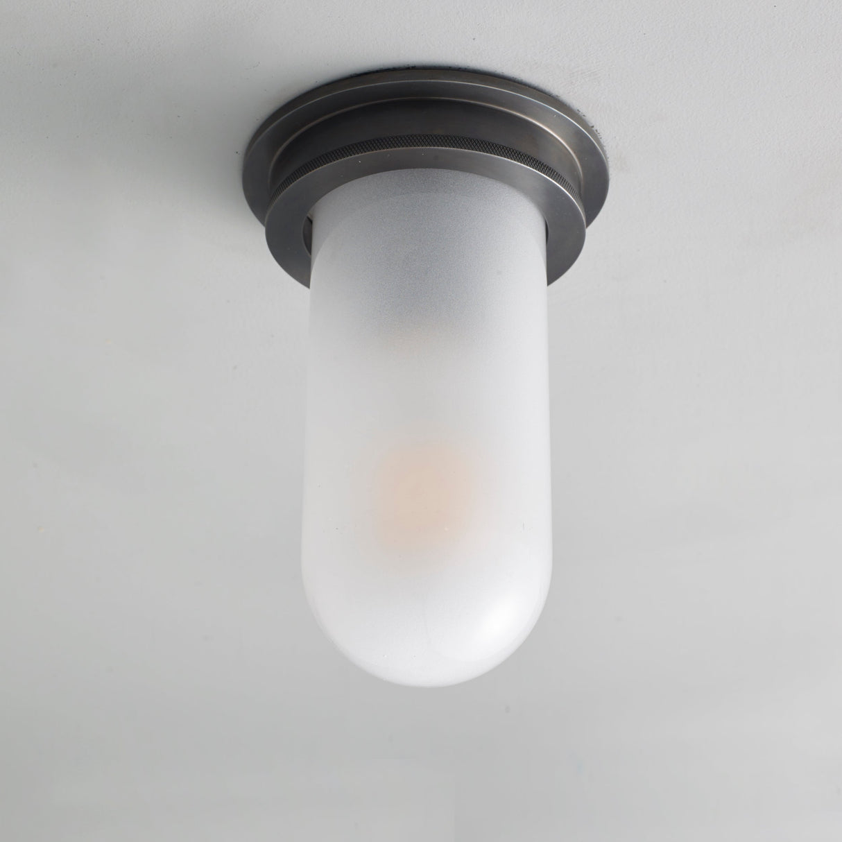 Davey Lighting Ship's Companionway Flush Ceiling Light Weathered Brass & Frosted IP54 – from Amos Lighting + Home