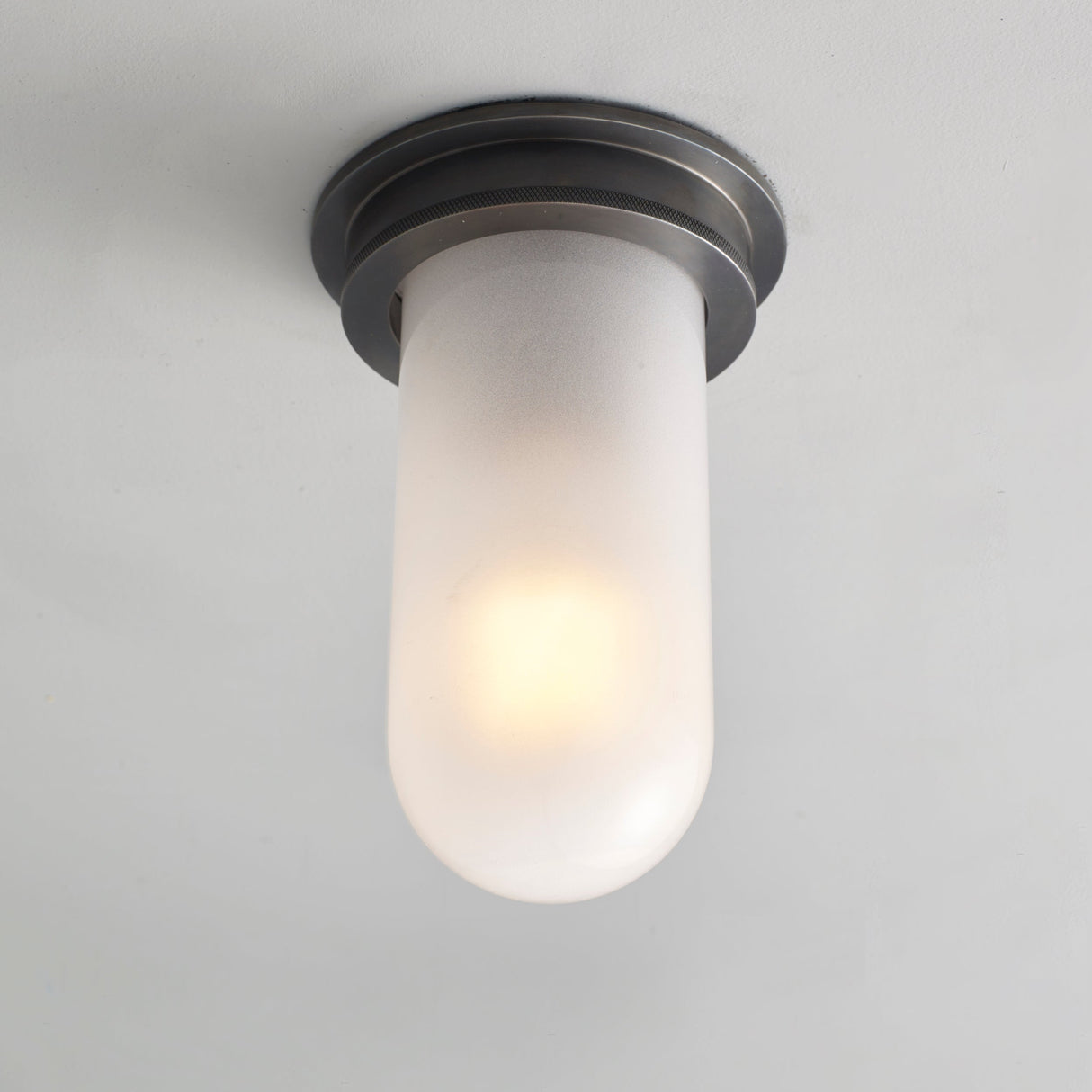 Davey Lighting Ship's Companionway Flush Ceiling Light Weathered Brass & Frosted IP54 – from Amos Lighting + Home