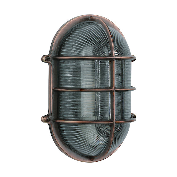 David Hunt Admiral Large Oval Bulkhead, Antique Copper IP64 – from Amos Lighting + Home