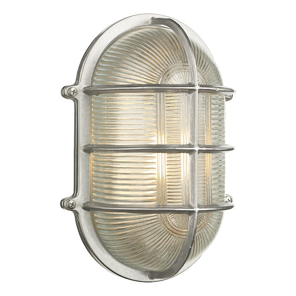 David Hunt Admiral Large Oval Bulkhead Nickel IP64 – from Amos Lighting + Home