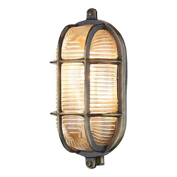 David Hunt Admiral Small Oval Bulkhead Antique Brass Wall Light IP64 – from Amos Lighting + Home