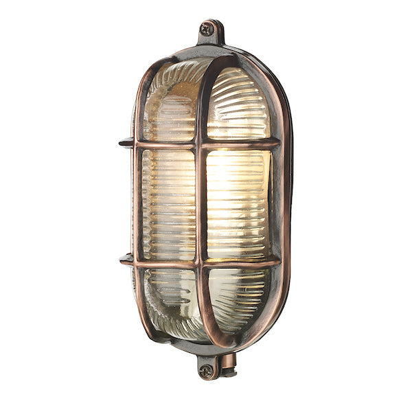 David Hunt Admiral Small Oval Bulkhead Antique Copper Wall Light IP64 – from Amos Lighting + Home