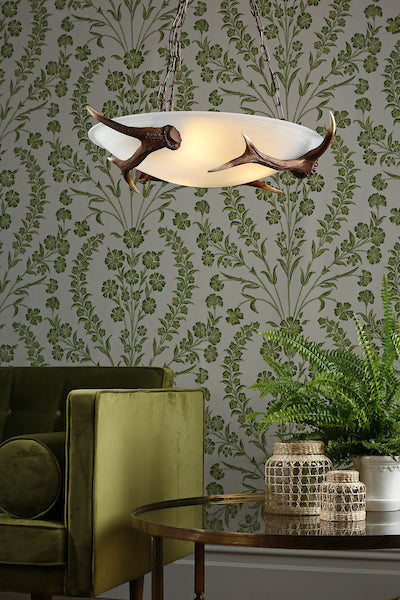 David Hunt Antler 3 Light Pendant with Alabaster Glass – from Amos Lighting + Home