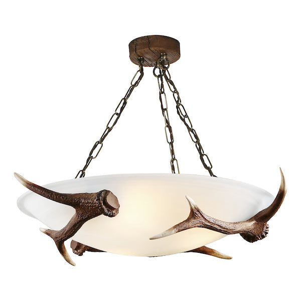 David Hunt Antler 3 Light Pendant with Alabaster Glass – from Amos Lighting + Home