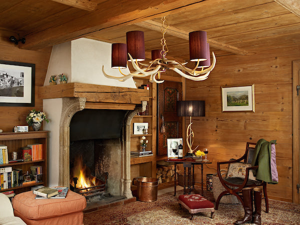 David Hunt Antler Bleached 5 Light Pendant, Complete with Shades – from Amos Lighting + Home