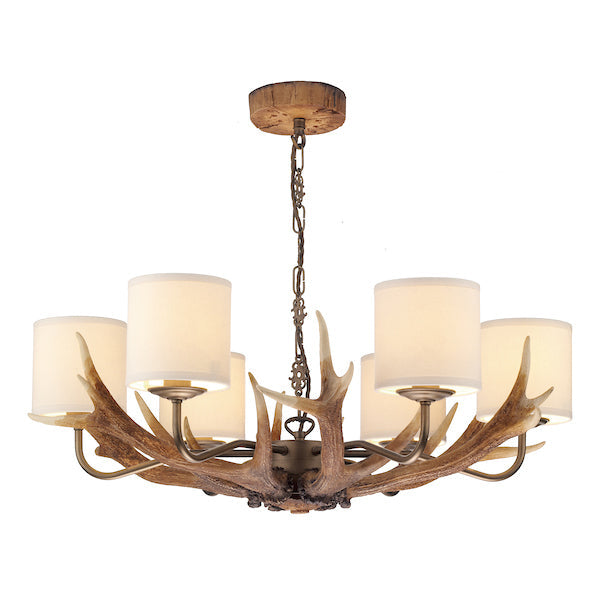 David Hunt Antler Rustic 6 Light Pendant, Complete with Shades – from Amos Lighting + Home