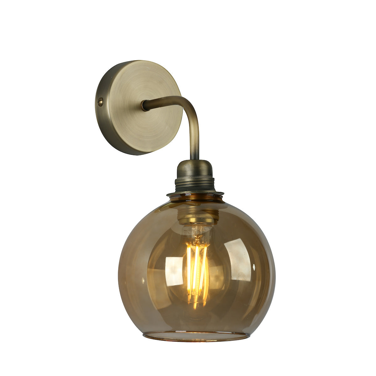David Hunt Apollo Wall Light Antique Brass with Amber Glass – from Amos Lighting + Home