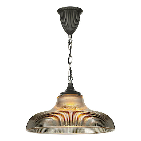 David Hunt Badger Steel and Smoked Ribbed Glass Pendant – from Amos Lighting + Home