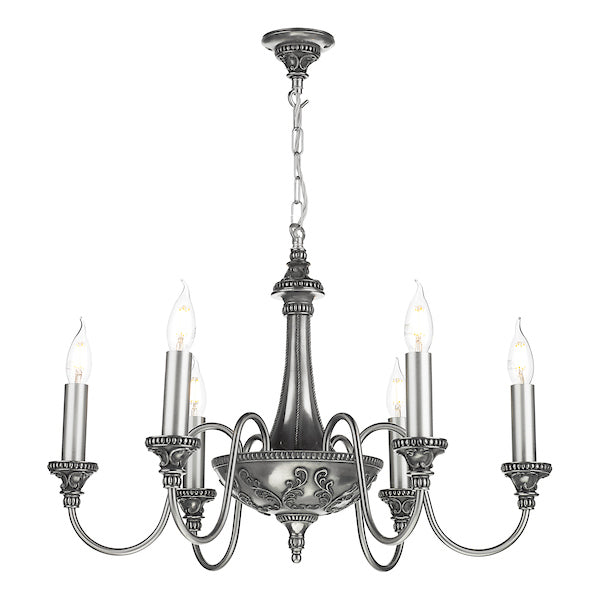 David Hunt Bailey 6 Light Chandelier Pewter – from Amos Lighting + Home