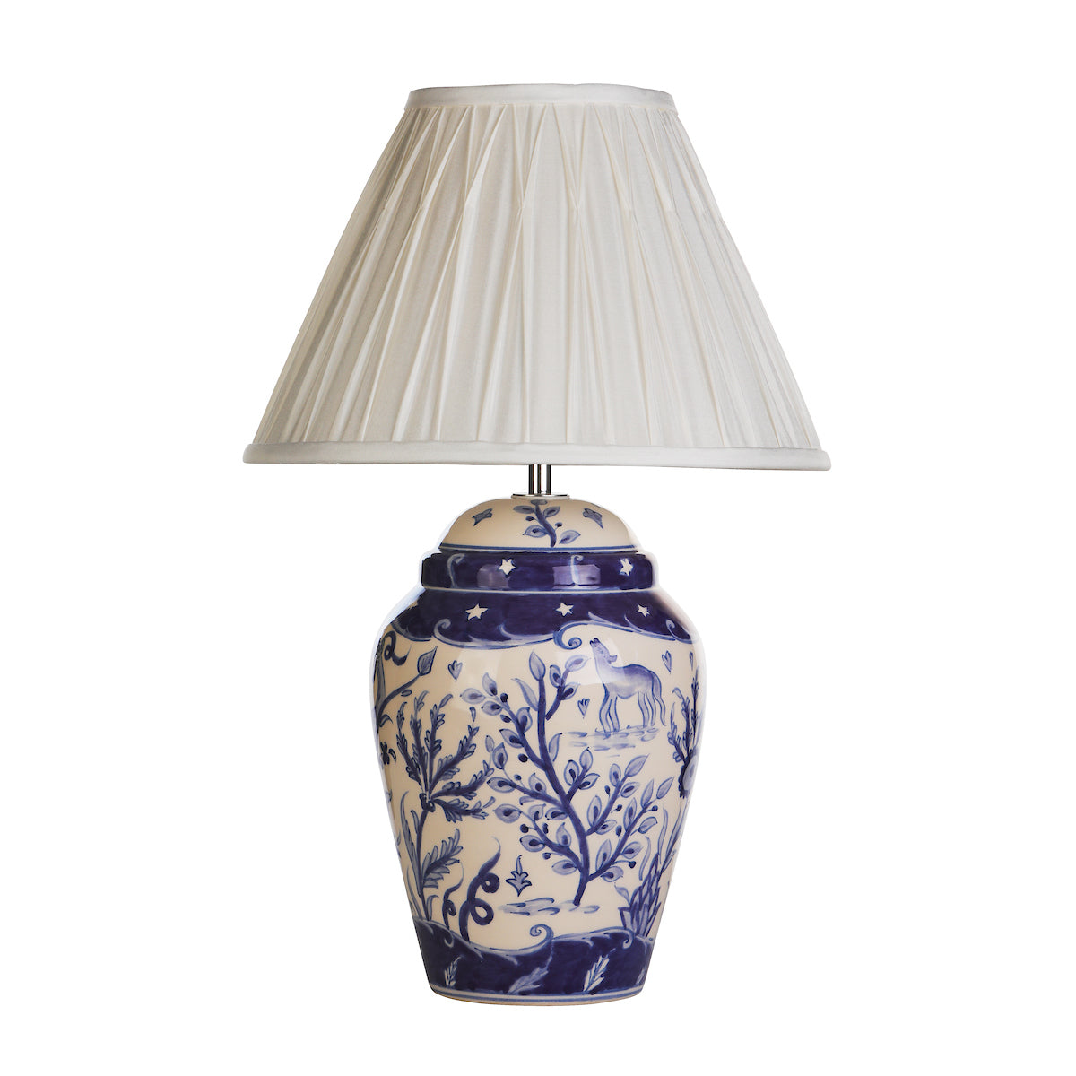David Hunt Devana Ceramic Table Lamp Blue Print With Shade – from Amos Lighting + Home