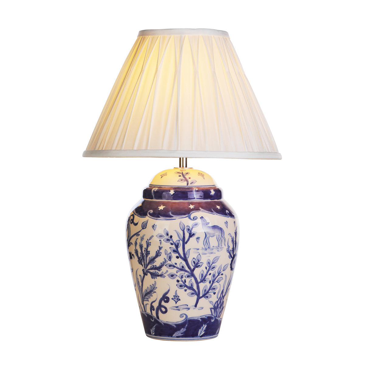 David Hunt Devana Ceramic Table Lamp Blue Print With Shade – from Amos Lighting + Home