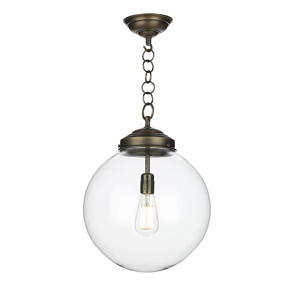 David Hunt Fairfax Large Pendant Antique Brass with Clear Glass – from Amos Lighting + Home