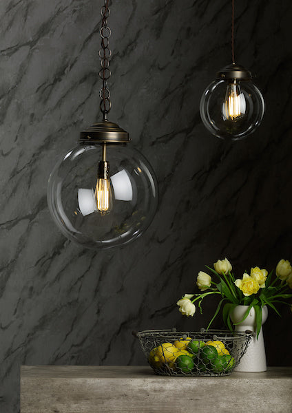 David Hunt Fairfax Small Antique Brass Clear Pendant – from Amos Lighting + Home