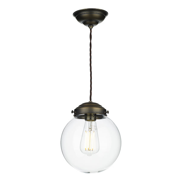 David Hunt Fairfax Small Antique Brass Clear Pendant – from Amos Lighting + Home