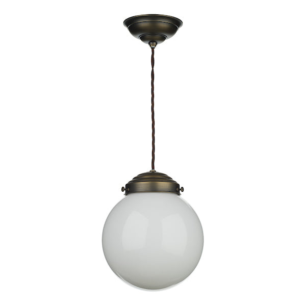 David Hunt Fairfax Small Pendant Antique Brass with Opal Glass – from Amos Lighting + Home
