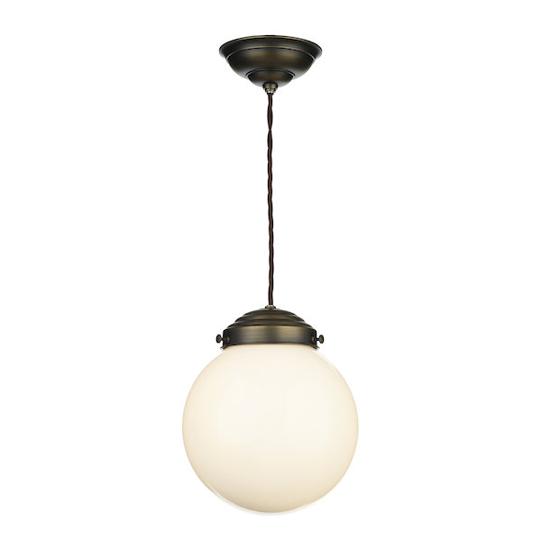 David Hunt Fairfax Small Pendant Antique Brass with Opal Glass – from Amos Lighting + Home