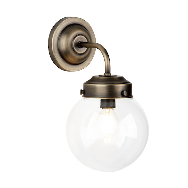 David Hunt Fairfax Wall Light Antique Brass & Clear Glass – from Amos Lighting + Home