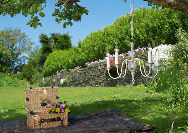 David Hunt Flemish 5 Light Chandelier Powder Grey & Gold – from Amos Lighting + Home