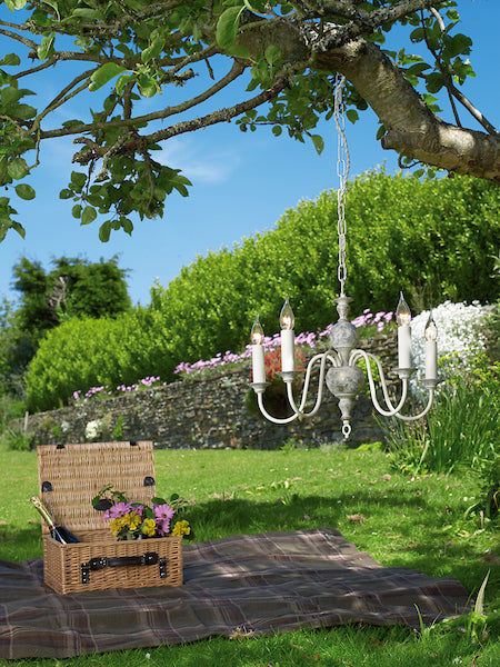 David Hunt Flemish 5 Light Chandelier Powder Grey & Gold – from Amos Lighting + Home