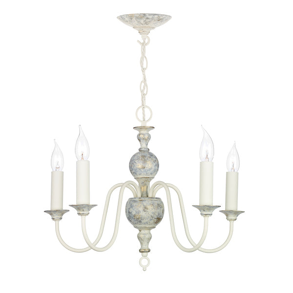 David Hunt Flemish 5 Light Chandelier Powder Grey & Gold – from Amos Lighting + Home