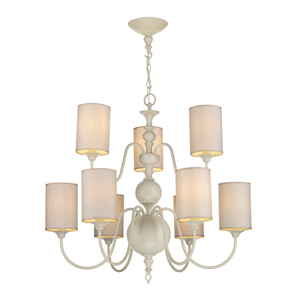 David Hunt Flemish 9 Light Chandelier Cotswold Cream with Shades – from Amos Lighting + Home
