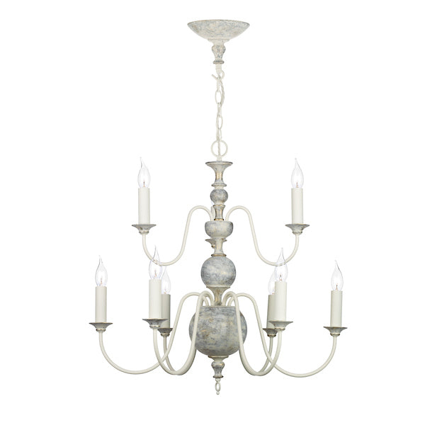 David Hunt Flemish 9 Light Chandelier Powder Grey & Gold – from Amos Lighting + Home