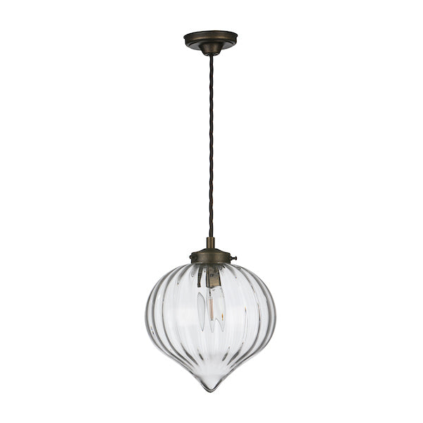 David Hunt Holborn Ribbed Glass Pendant Antique Brass – from Amos Lighting + Home