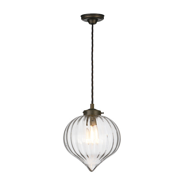 David Hunt Holborn Ribbed Glass Pendant Antique Brass – from Amos Lighting + Home