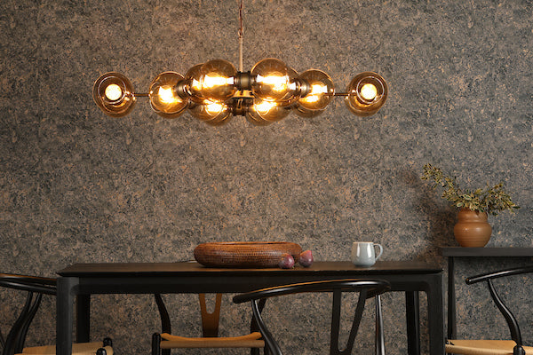 David Hunt Juno 16 Light Chandelier Antique Brass with Amber Glass – from Amos Lighting + Home