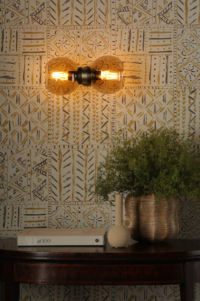 David Hunt Juno Wall Light Antique Brass with Amber Glass – from Amos Lighting + Home