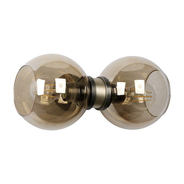 David Hunt Juno Wall Light Antique Brass with Amber Glass – from Amos Lighting + Home
