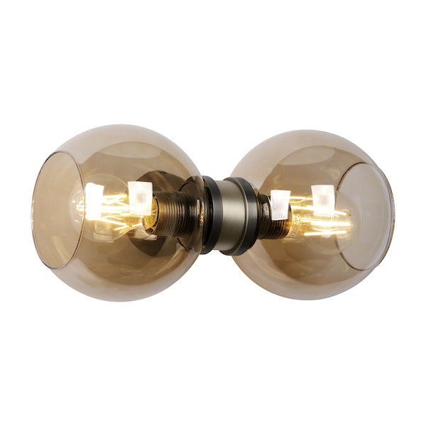 David Hunt Juno Wall Light Antique Brass with Amber Glass – from Amos Lighting + Home