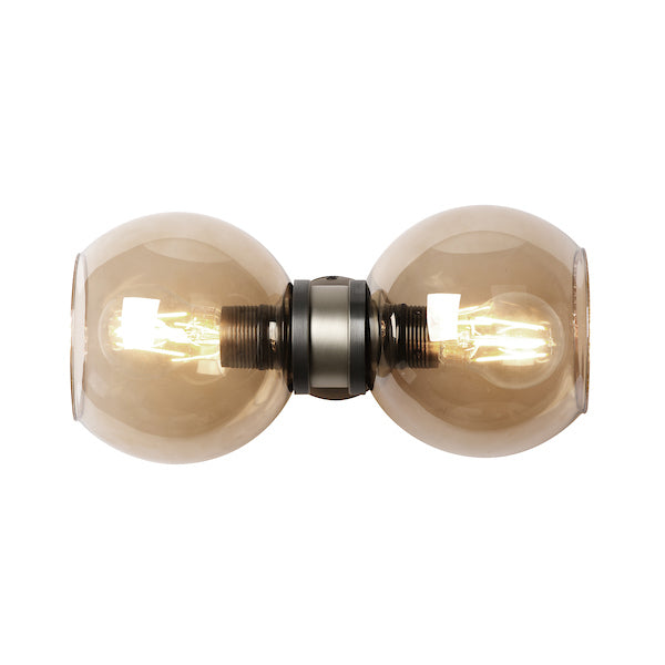 David Hunt Juno Wall Light Antique Brass with Amber Glass – from Amos Lighting + Home