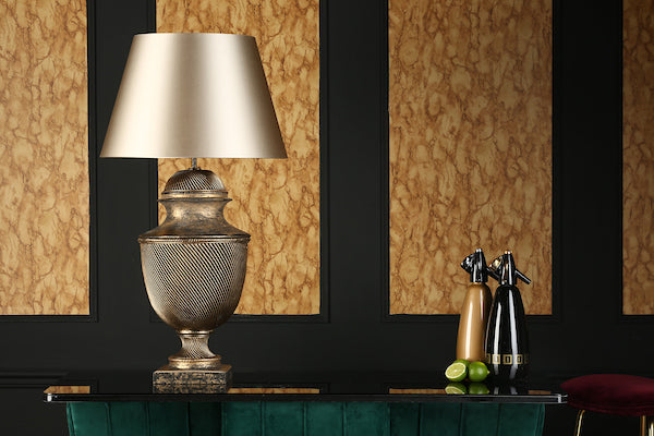 David Hunt Lattice Table Lamp Base Black Gold – from Amos Lighting + Home