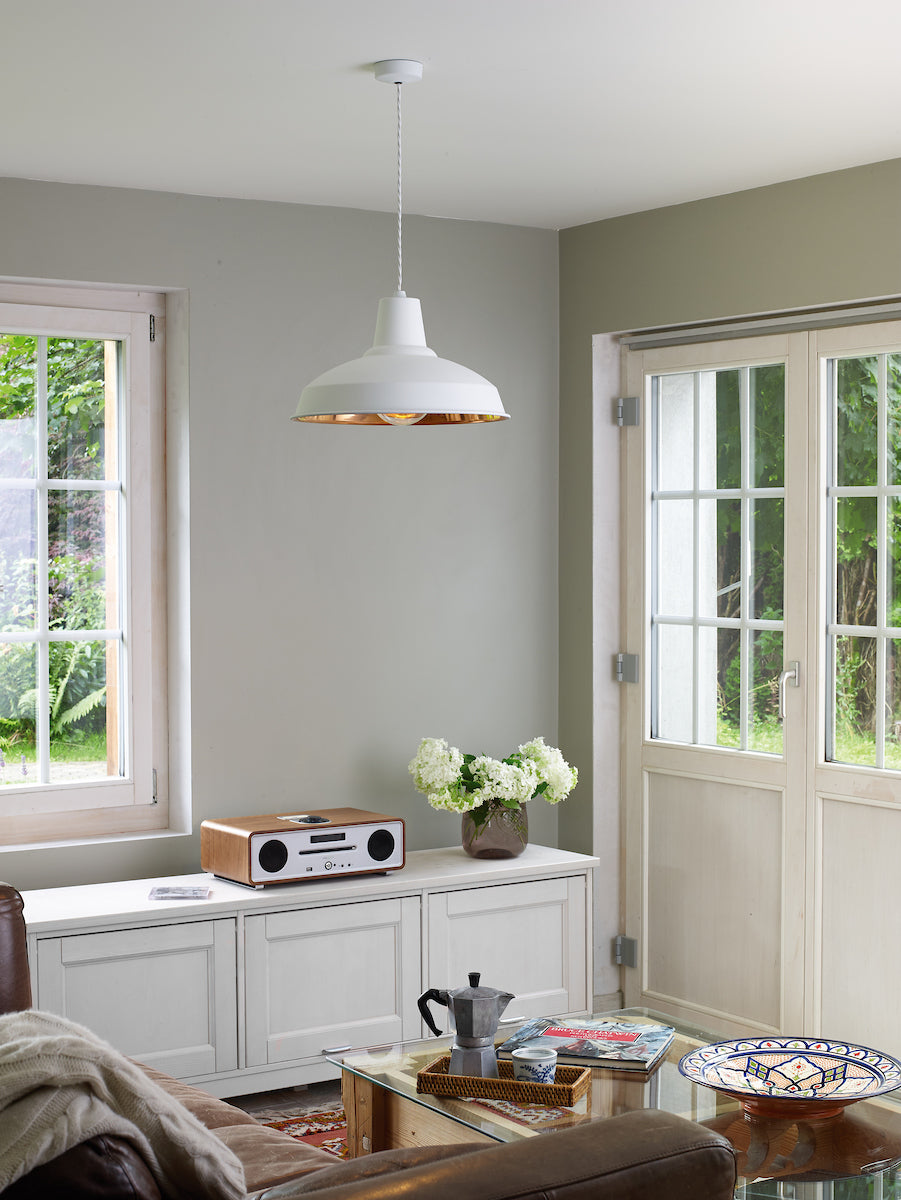 David Hunt Reclamation Pendant Arctic White & Copper – from Amos Lighting + Home