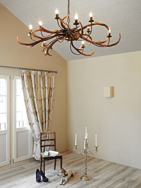 David Hunt Stag10 Light Pendant Highland Rustic – from Amos Lighting + Home