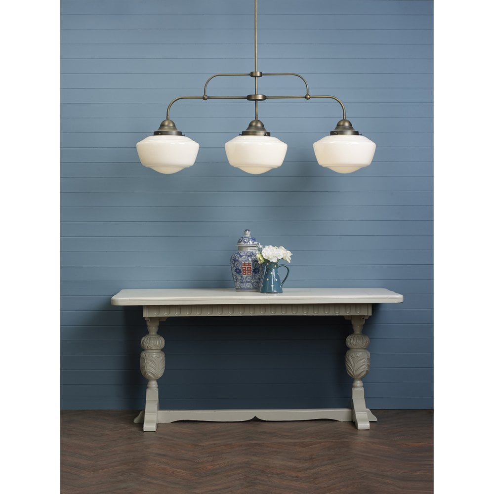 David Hunt Stowe 3 Bar Pendant Antique Brass with Clear Glass – from Amos Lighting + Home