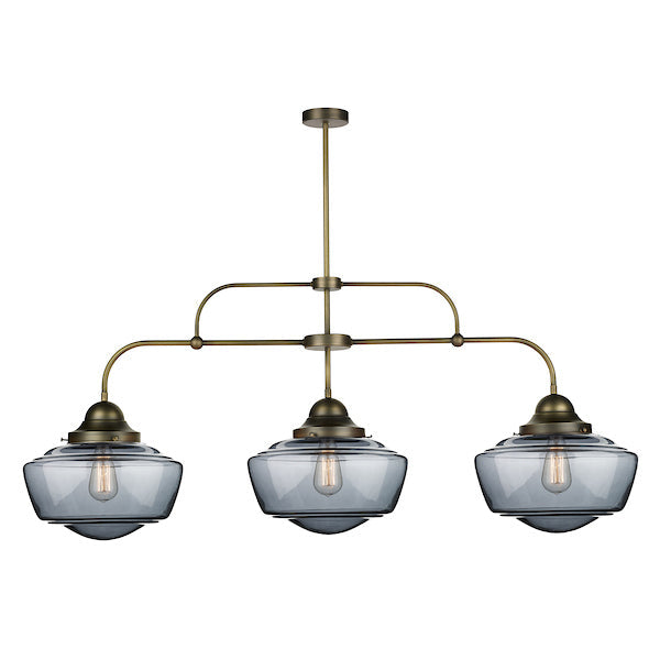 David Hunt Stowe 3 Bar Pendant Antique Brass with Smoked Glass – from Amos Lighting + Home