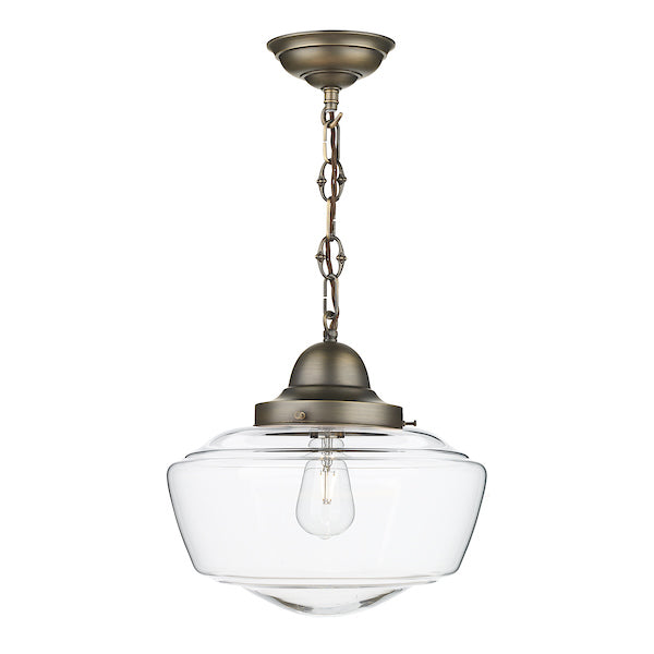 David Hunt Stowe Pendant Antique Brass with Clear Glass – from Amos Lighting + Home